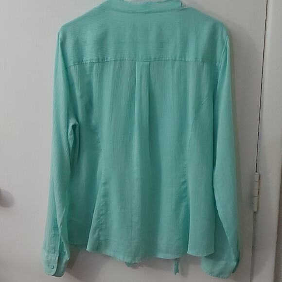 MICHAEL Michael Kors Mint Green Raw Hem High/Low Blouse 16 Quiet Luxury Classic - Picture 5 of 11